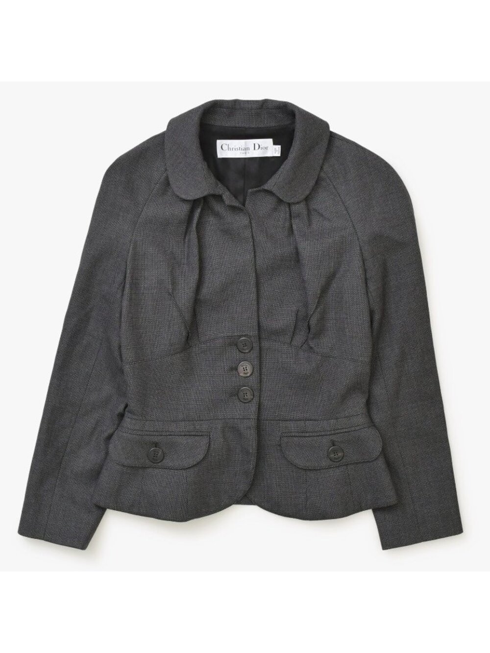 Dior Waist Shape Jacket Bar Round Collar Black